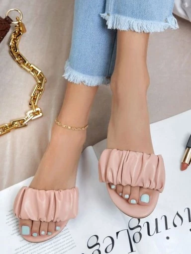 Stylestry Womens & Girls Peach Open Toe Flats