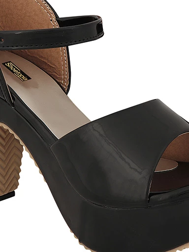 Stylestry Womens & Girls Black Solid Heels