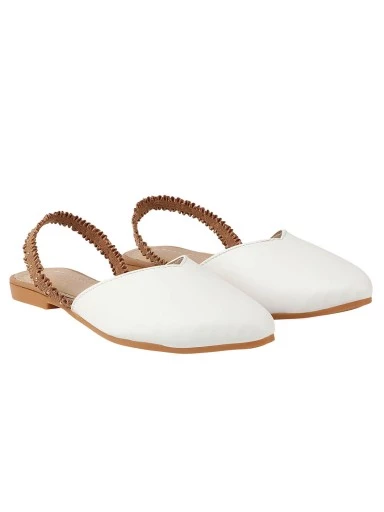 Stylestry Women White Mojaris Flats