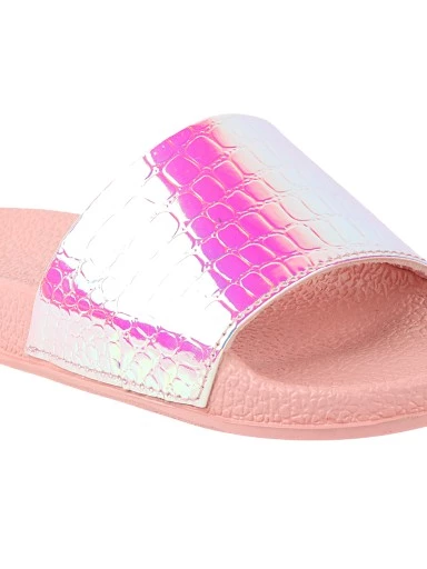 Stylestry Women & Girls Embellished Pink Sliders
