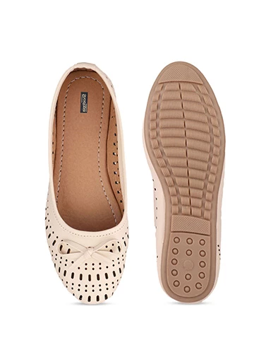 Stylestry Womens & Girls Cream-Coloured Solid Ballerinas