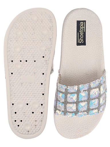 Stylestry White Slip On Stylish Slider