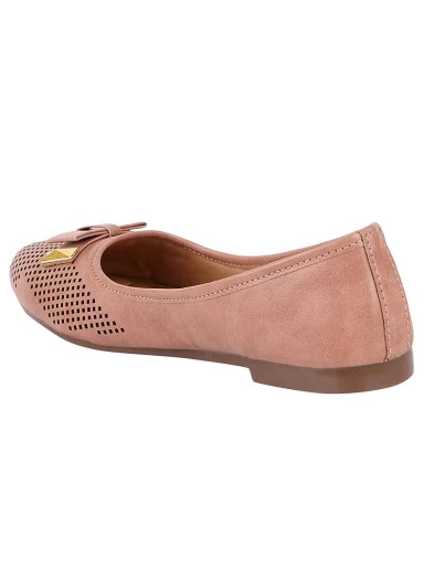 Stylestry Women Peach-Coloured Ballerinas with Bows Flats