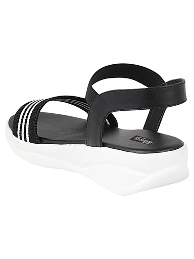 Stylestry Womens & Girls Black Woven Design Flatforms