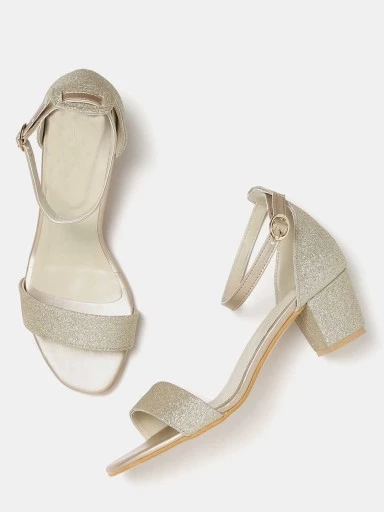 Stylestry Womens & Girls Cream Embellished Block Heels Sandals