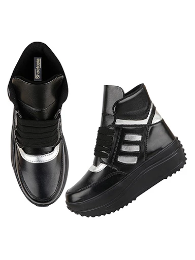 Stylestry Womens & Girls Colourblocked Lace Up Heeled Boots