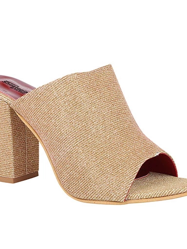 Stylestry Women's & Girl's Golden Woven Design Peep Toe Block Heels