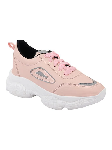 Stylestry Womens & Girls Pink Lace Up Stylish Casual Sneakers Shoes