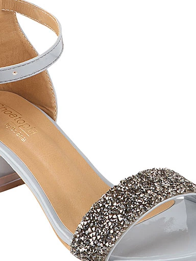 Stylestry Womens & Girls Grey Transparent Block Heels Solid Sandals
