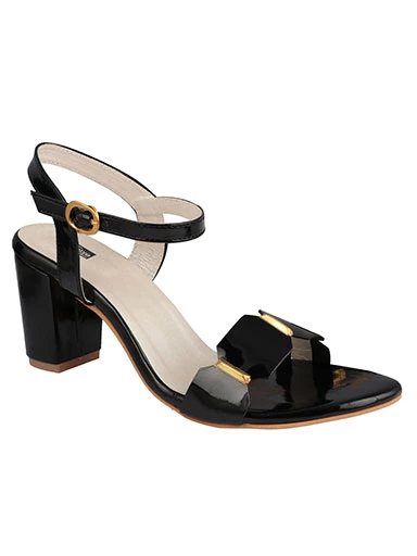 Stylestry Womens & Girls Black Backstrap Solid Block Heels
