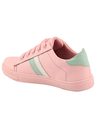Stylestry Womens & Girls Lace-Up Pink Sneakers