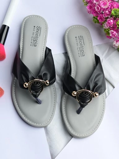 Stylestry Womens & Girls Black Flats T-Strap Flats