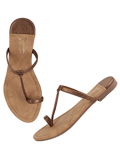 Stylestry Womens & Girls Copper-Toned Solid One Toe Flats
