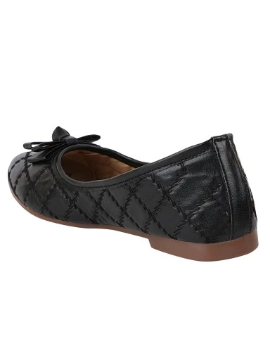 Stylestry Women Black Printed Ballerinas with Bows Flats