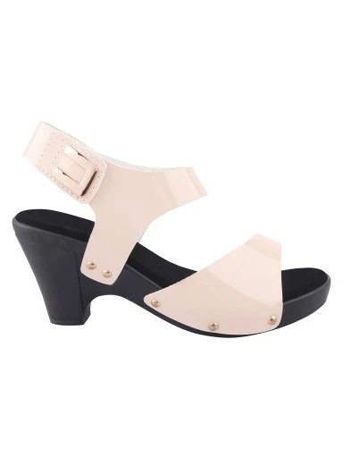 Stylestry Womens & Girls Pink Backstrap Solid Block Heels Sandals
