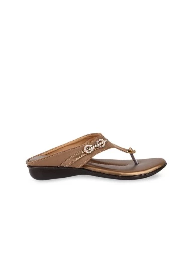 Stylestry Women Beige T-Strap Flats
