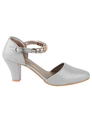 Stylestry Women's & Girl's Grey Solid Stylish Block Heels Pumps