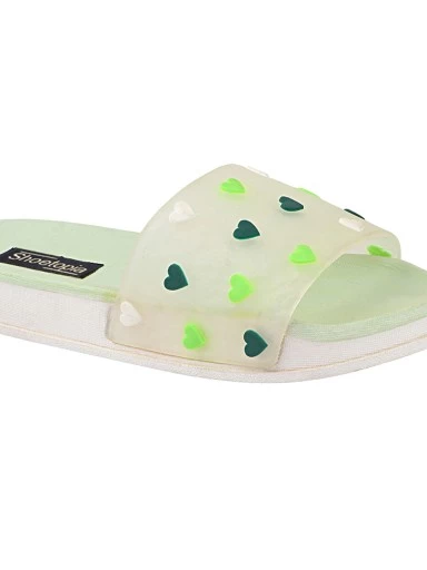 Stylestry Women Green Printed Rubber Sliders
