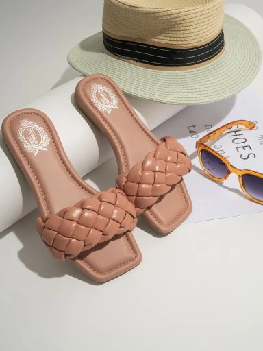 Stylestry Womens & Girls Peach Open Toe Flats