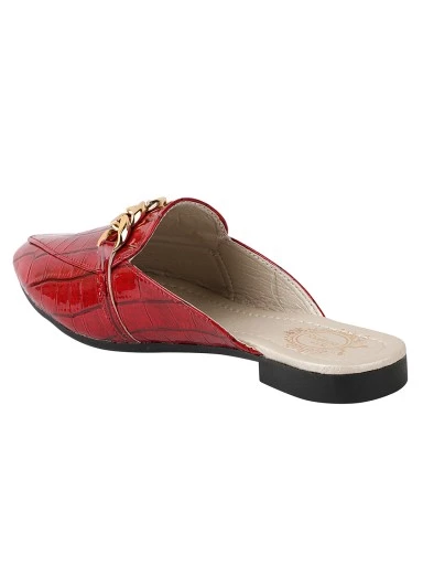 Stylestry Women Maroon Solid Mules