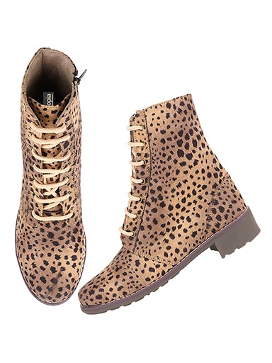 Stylestry Womens & Girls Leopard Print High Top Tan Heeled Boots