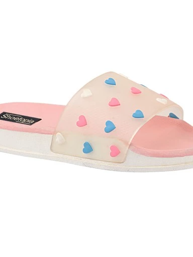 Stylestry Women Pink Printed Slider Flip Flops