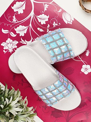 Stylestry White Slip On Stylish Slider