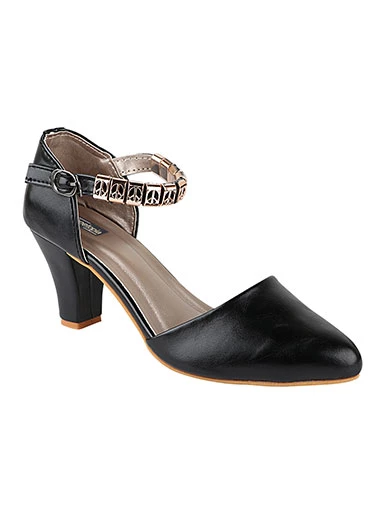 Stylestry Women's & Girl's Black Solid Stylish Block Heels Pumps