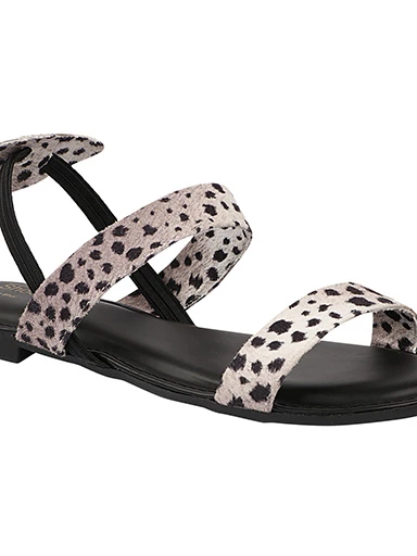 Stylestry Womens & Girls Grey Printed Open Toe Flats