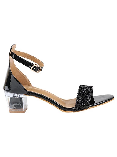 Stylestry Womens & Girls Black Transparent Block Heels Solid Sandals