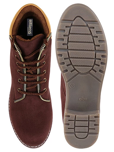 Stylestry Womens & Girls Lace Up High Top Solid Brown Heeled Boots