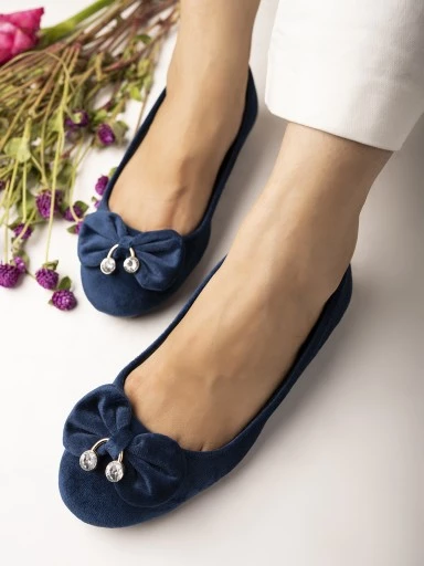 Stylestry Womens & Girls Blue Embellished Ballerinas