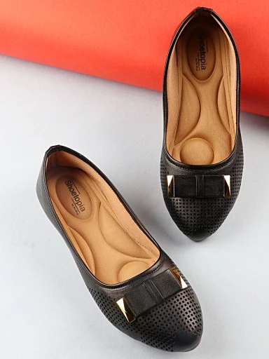 Stylestry Women Black Ballerinas with Bows Flats