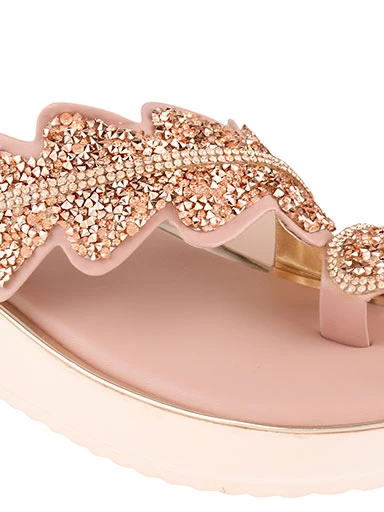 Stylestry Women's & Girl's Copper Toned Embellished Platform Wedges