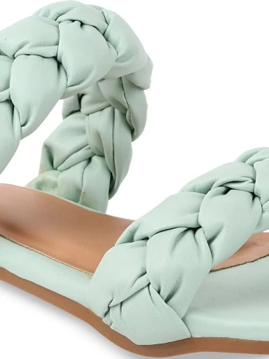 Stylestry Women Sea Green Open Toe Flats