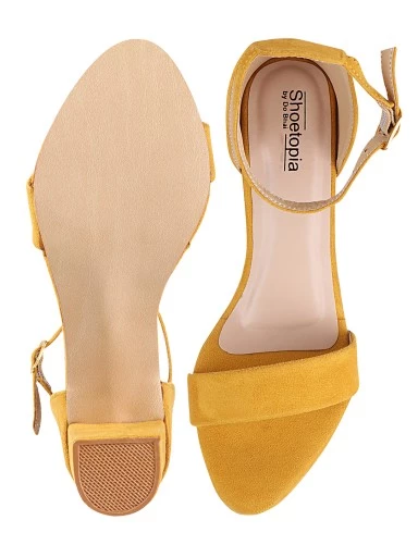 Stylestry Womens & Girls Yellow Solid Block Heels