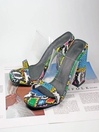Stylestry Womens & Girls Black Animal Print Block Heels