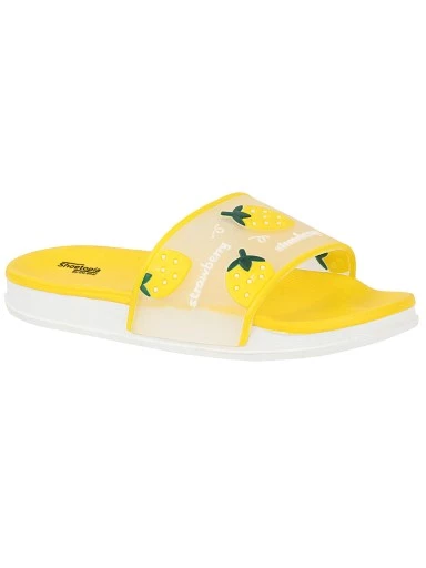 Stylestry Women Transparent & Yellow Printed Sliders