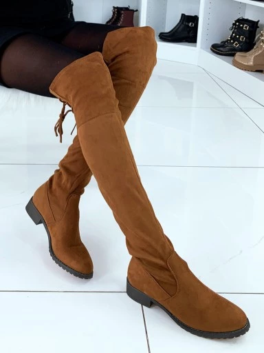 Stylestry Women & Girls Tan Solid Lace Up Long Boots