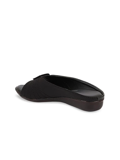 Stylestry Womens & Girls Black Embellished One Toe Flats with Bows