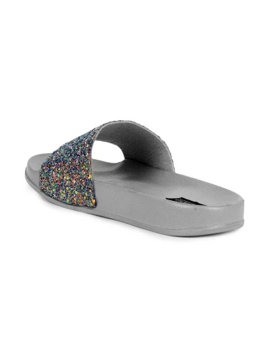 Stylestry Women Grey Solid Synthetic Open Toe Flats