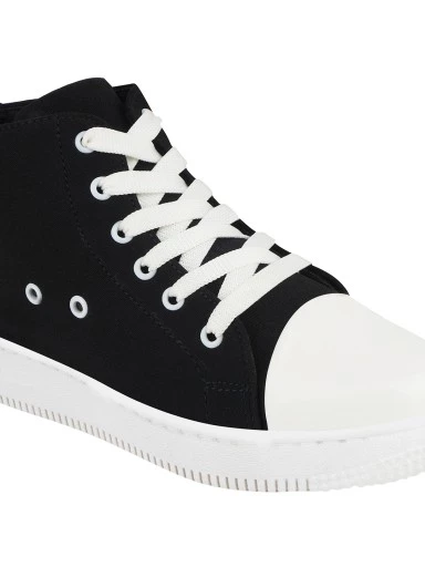 Stylestry Womens & Girls Lace-Up Black Sneakers