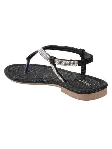 Stylestry Women Black Open Toe Flats