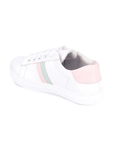 Stylestry Womens & Girls Lace-Up White Sneakers