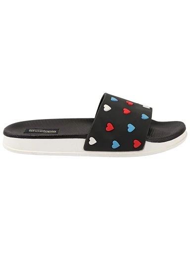 Stylestry Women Black & Red Printed Rubber Sliders