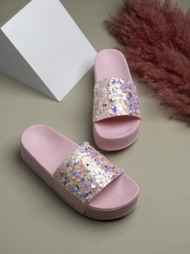 Stylestry Womens & Girls Pink Slip On Platform Heels