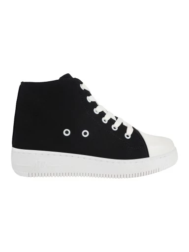 Stylestry Womens & Girls Lace-Up Black Sneakers
