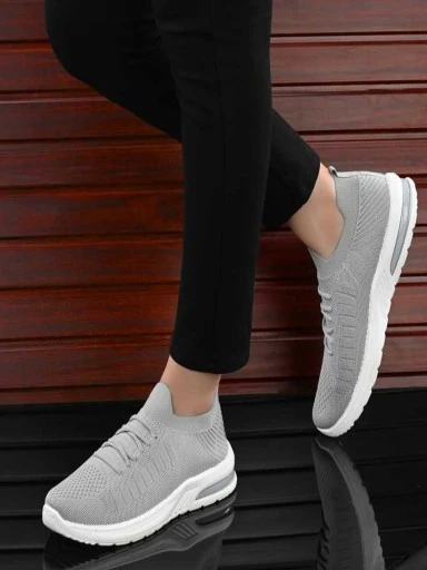 Stylestry Womens & Girls Grey Lace Up Walking Shoes