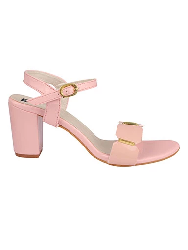 Stylestry Womens & Girls Pink Backstrap Solid Block Heels