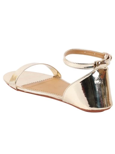 Stylestry Women Gold-Toned Embellished Open Toe Flats